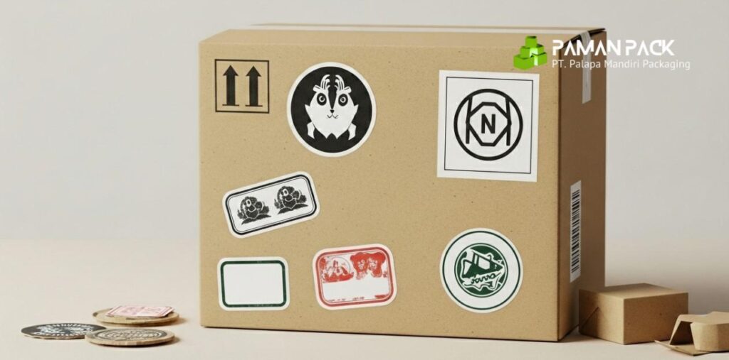 kardus polos dengan sticker custom