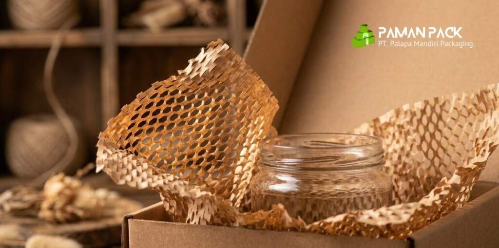 bentuk unik honeycomb paper wrap sebagai pengaman barang pecah belah