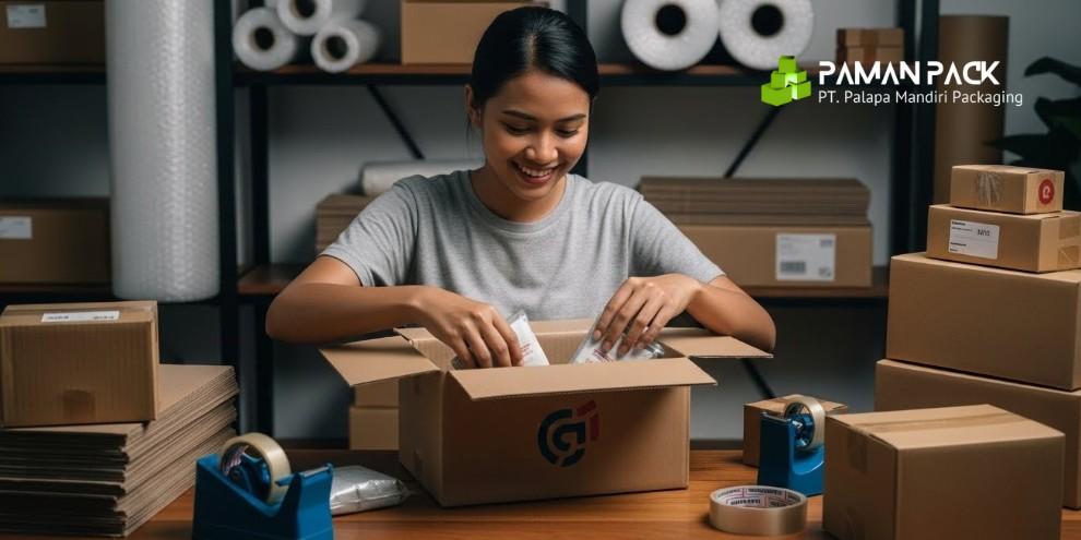 pengusaha umkm dengan packaging kardus