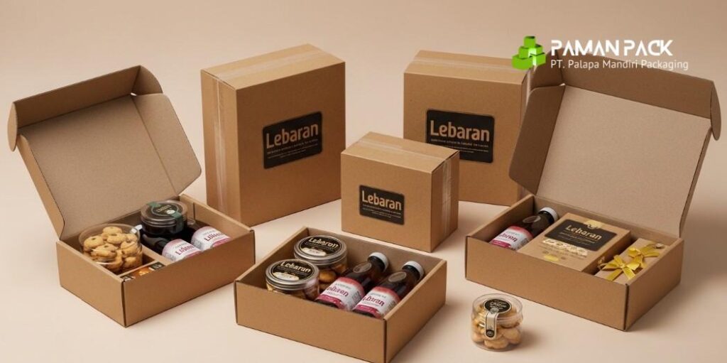 kardus custom lebaran berisi kue kering