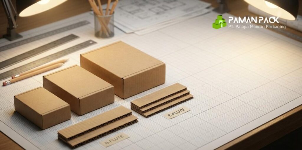 kardus dengan ukuran dan ketebalan berbeda