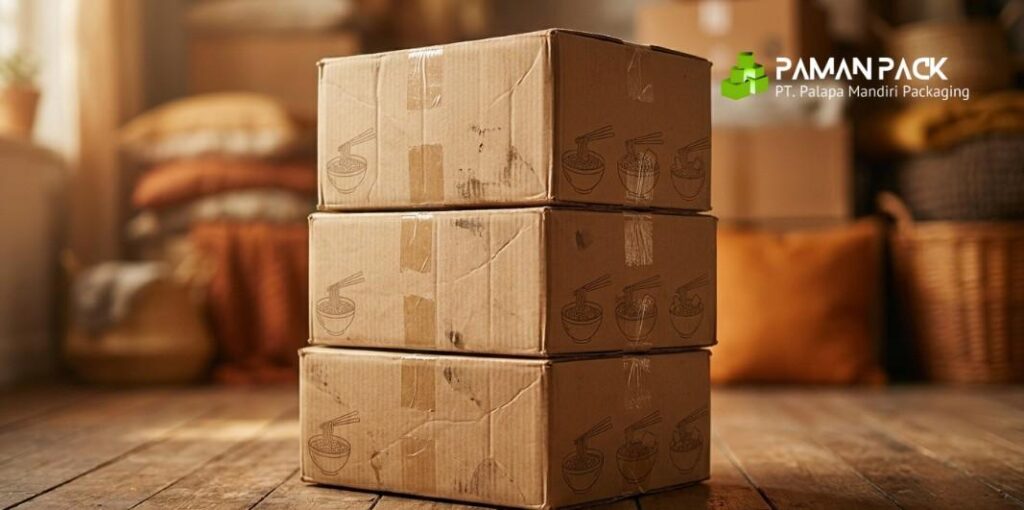 tumpukan kardus bekas yang siap pindahan.