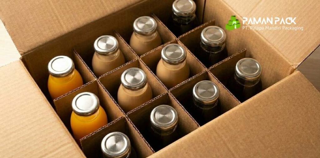 kardus minuman botol kaca dengan partisi