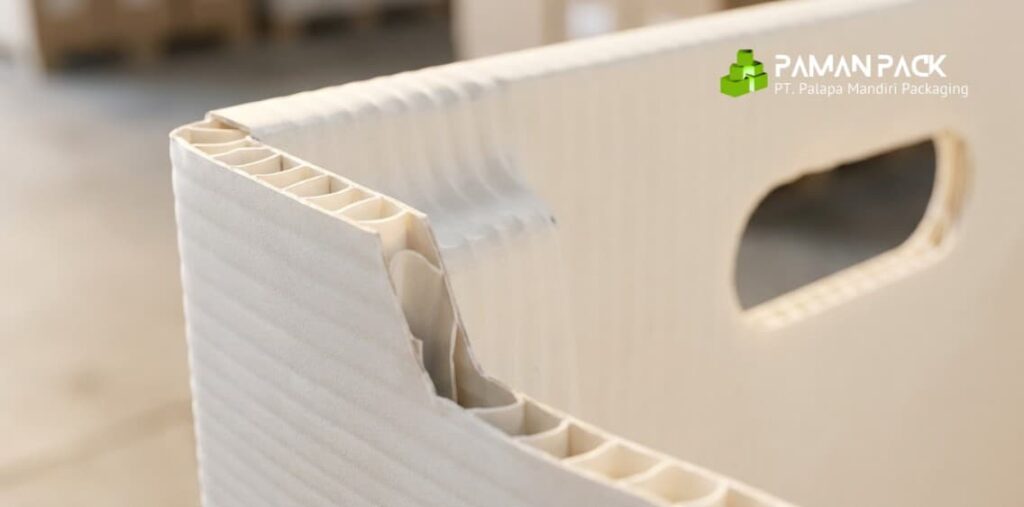 Struktur bergelombang lembaran PP corrugated pada box ikan food grade