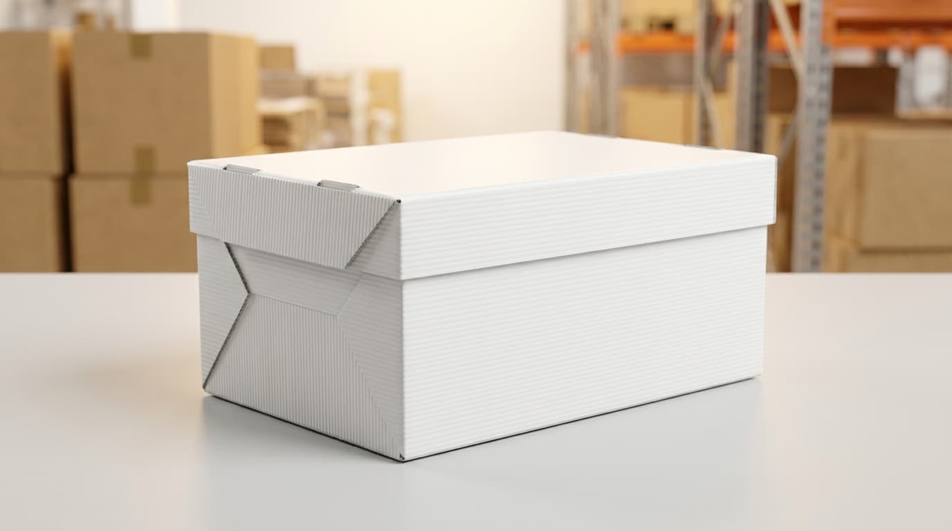 Box plastik PP corrugated putih dengan tekstur bergelombang khas kemasan tahan air