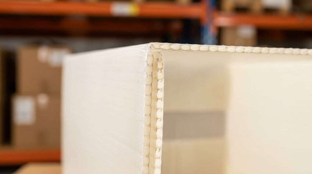 Detail struktur dinding bergelombang box plastik besar penentu beban tumpuk